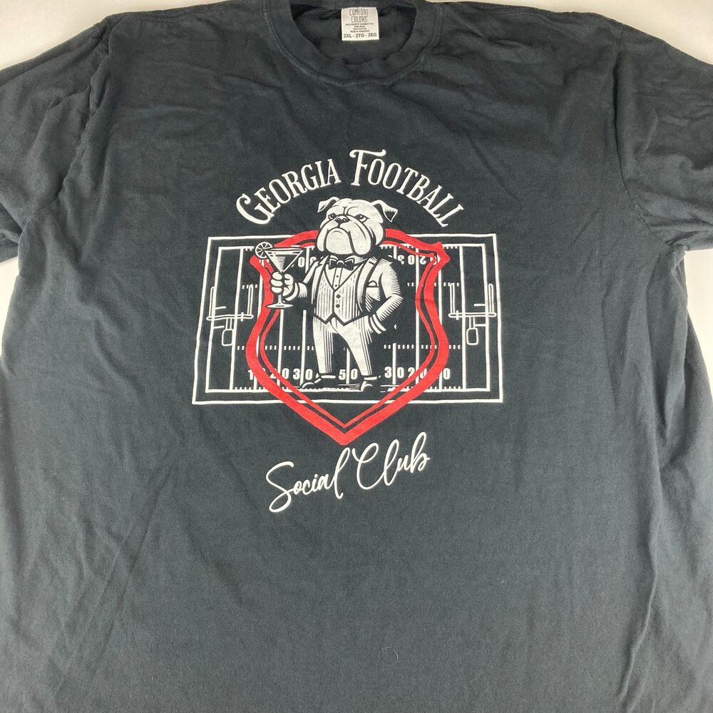 Comfort Colors Georgia Football Social Club Bulldog UGA Tee Mens 2XL Black - Picture 2 of 6